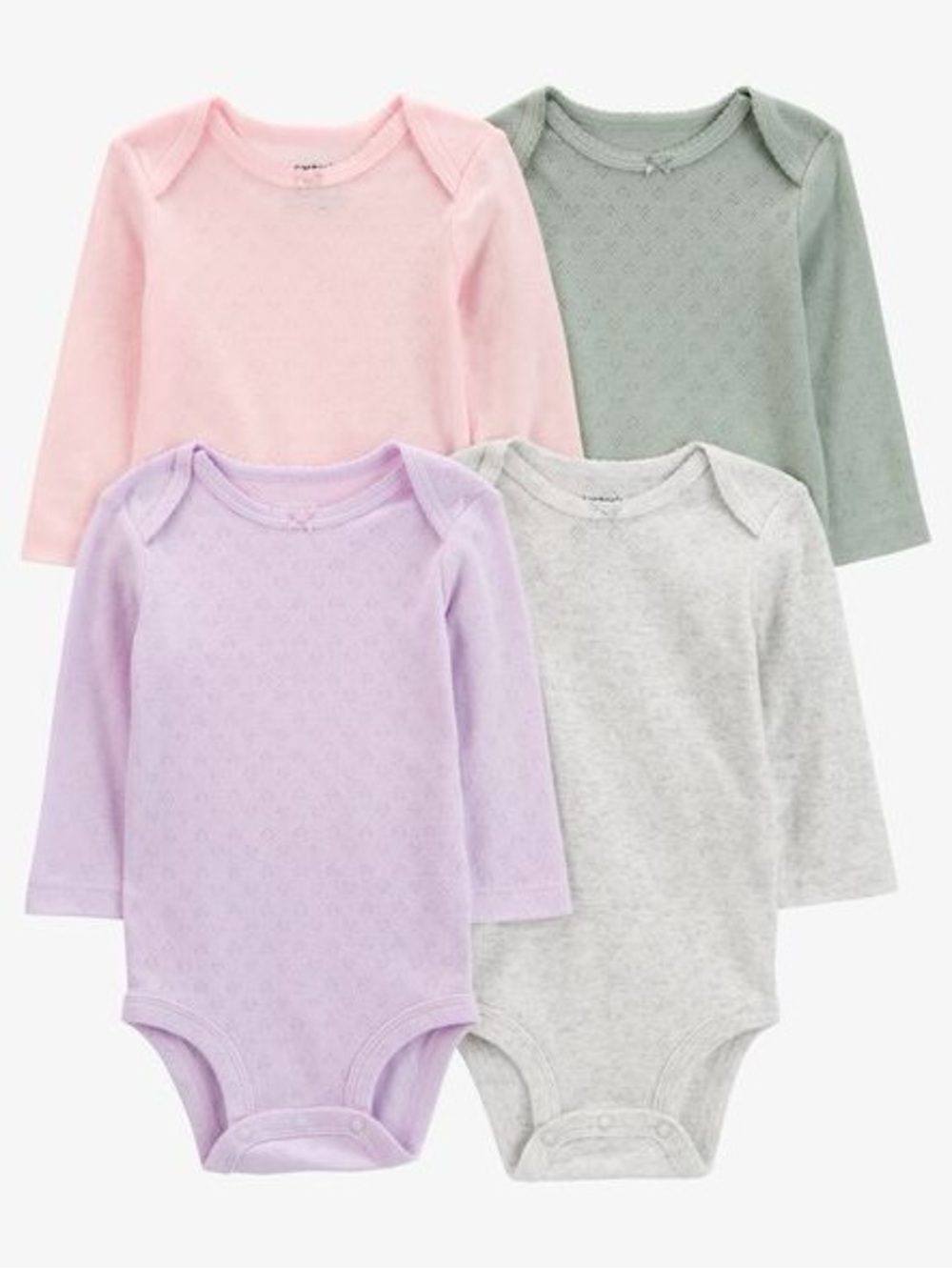 Carter's Long Sleeve One-Piece Bodysuits - Pink, Lavender, Gray
